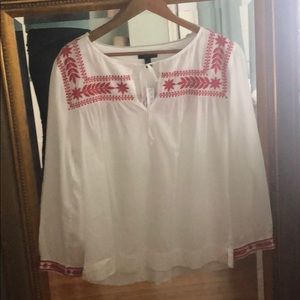 LAST CHANCE *** J Crew white embroidered boho top